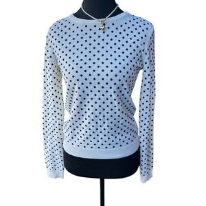 Alice + Olivia White and Black Polka Dot Sweater
